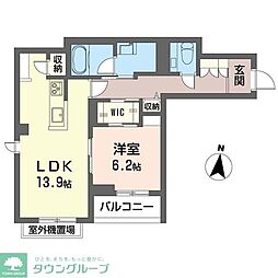 エルミタージュ2 1LDKの間取図画像