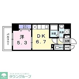 スアヴィス平塚八重咲 1DKの間取図画像