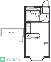 ベルピア平塚8 ワンルームの間取図画像