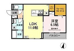 ソフィア栢山 1LDKの間取図画像