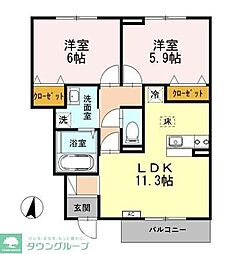 ラフォレスト 2LDKの間取図画像