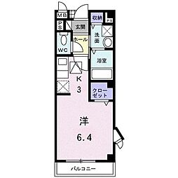シャン・ド・フルール 1Kの間取図画像