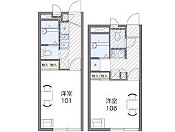 レオパレスTKテリー 1Kの間取図画像