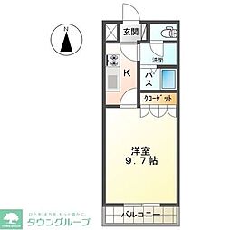 サニーインプレス2 1Kの間取図画像