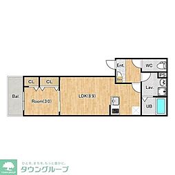 伊勢原市高森アパート 1LDKの間取図画像
