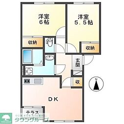 アイリス 2DKの間取図画像
