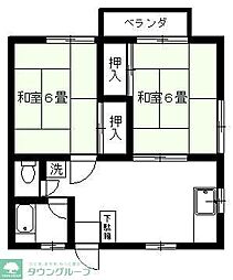 神場アパート 2DKの間取図画像