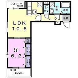 エムジーエムシックス 1LDKの間取図画像