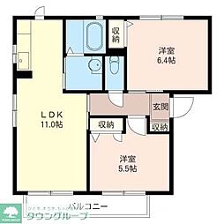 ソレイユ浜田壱番館 2LDKの間取図画像