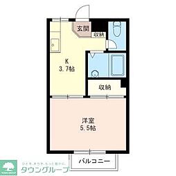 宮前ユーハイツ 1Kの間取図画像