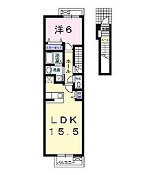 ブライトフラワーB 1LDKの間取図画像