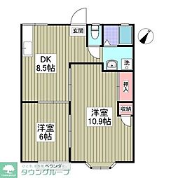 ハイヴィラ湘南 2DKの間取図画像