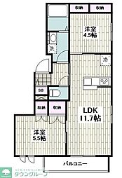 エトワール宮の前 2LDKの間取図画像