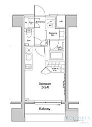 ザ・パークハビオ荏原中延プレイス 12階ワンルームの間取り