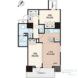 ザ・パークハウスアーバンス東五反田 14階2LDKの間取り