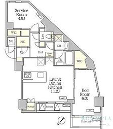 アジールコート池尻大橋 1SLDKの間取図画像