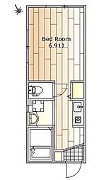 ロビンコート祐天寺 ワンルームの間取図画像