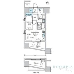 デュオフラッツ池尻大橋 1LDKの間取図画像