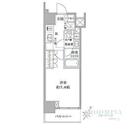 ザ・パークワンズ品川戸越 1Kの間取図画像