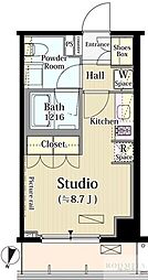 パークアクシス自由が丘テラス ワンルームの間取図画像