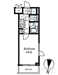 ルーブル大崎弐番館 1Kの間取図画像