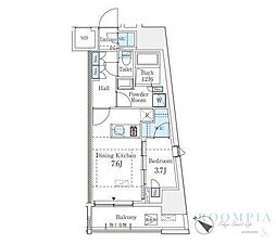 PRIMERESIDENCESHIBUYA 1DKの間取図画像