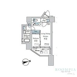 デュオフラッツ池尻大橋ノリス 1LDKの間取図画像