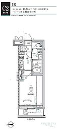 RELUXIA三軒茶屋 1Kの間取図画像