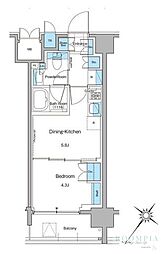 ルフォンプログレ西大井プレミア 1DKの間取図画像