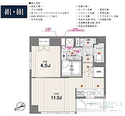 ドゥーエ五反田 1LDKの間取図画像
