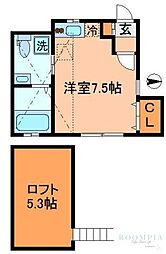コシェット目黒 ワンルームの間取図画像