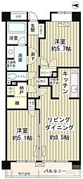 レジデンスシャルマン林試の森 2LDKの間取図画像