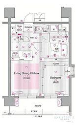 ガーラ・プレシャス渋谷 1LDKの間取図画像