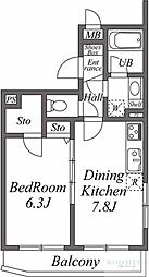 ドリームアロー下高井戸 1DKの間取図画像