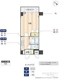 メインステージ不動前 1Kの間取図画像