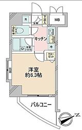 パレステュディオ芝浦TokyoBay 1Kの間取図画像