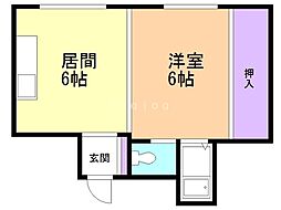 上野マンション 1DKの間取図画像