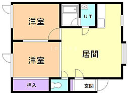 ゴールド五号館 2LDKの間取図画像