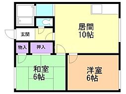 コーポラスアイC 2LDKの間取図画像