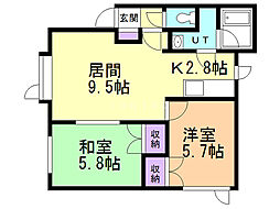プラザインハナカワA 2LDKの間取図画像