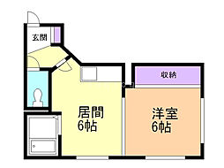 デベックス382 1DKの間取図画像