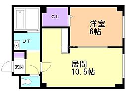 光道力ビル 1LDKの間取図画像