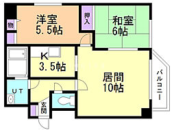 ピュアコート北33条 2LDKの間取図画像