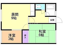 篠田ハイツ 2LDKの間取図画像