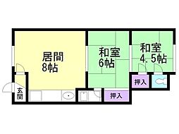 松栄コーポ 2DKの間取図画像