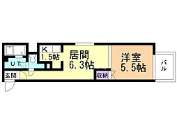 ジュネス23 1DKの間取図画像