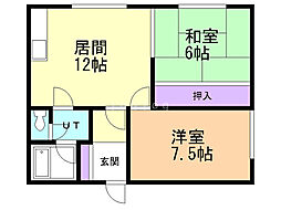 はまなすマンション 2LDKの間取図画像