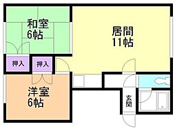 第一30条ハイツ 2LDKの間取図画像