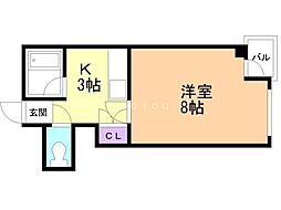 藤井ビル北17条3 1Kの間取図画像