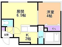 PRIMEOCOURT麻生中央 1LDKの間取図画像